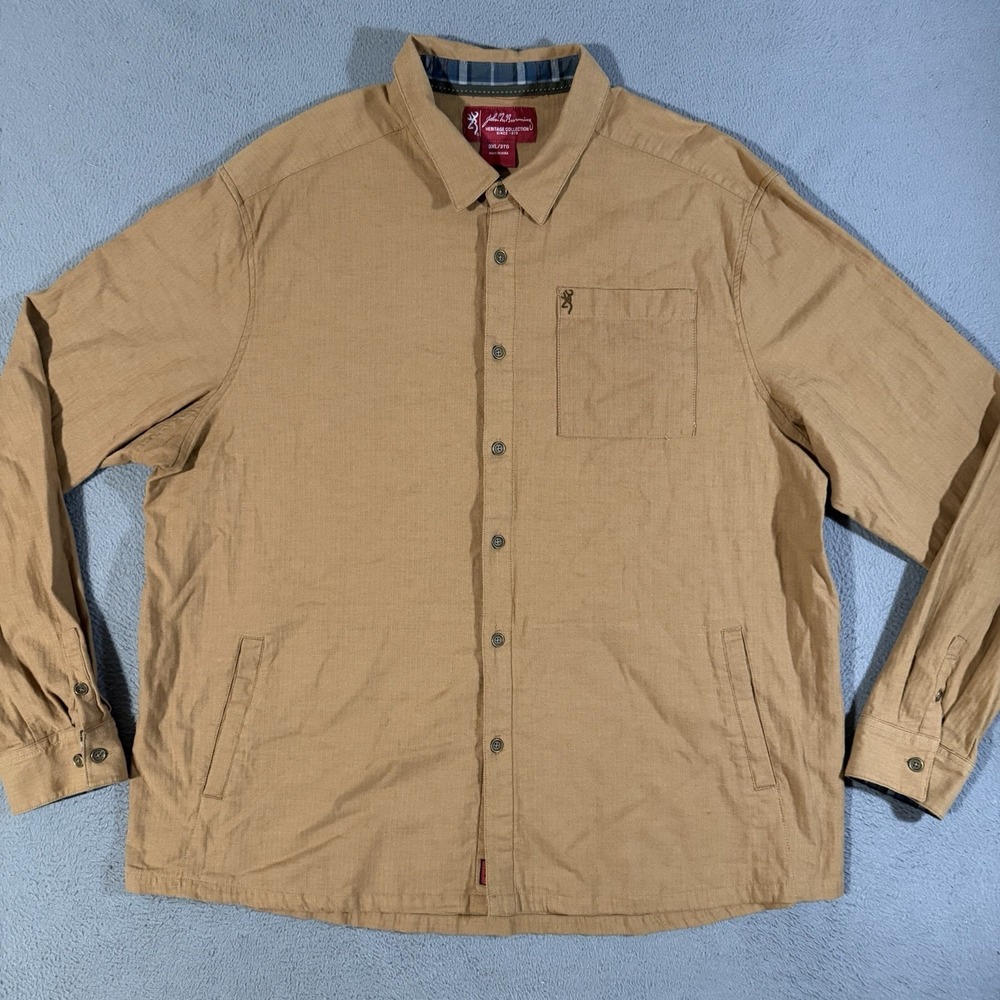 Browning Shirt Jacket‎ Mens 3XL Brown Kangaroo Pocket Work Outdoors Hunting